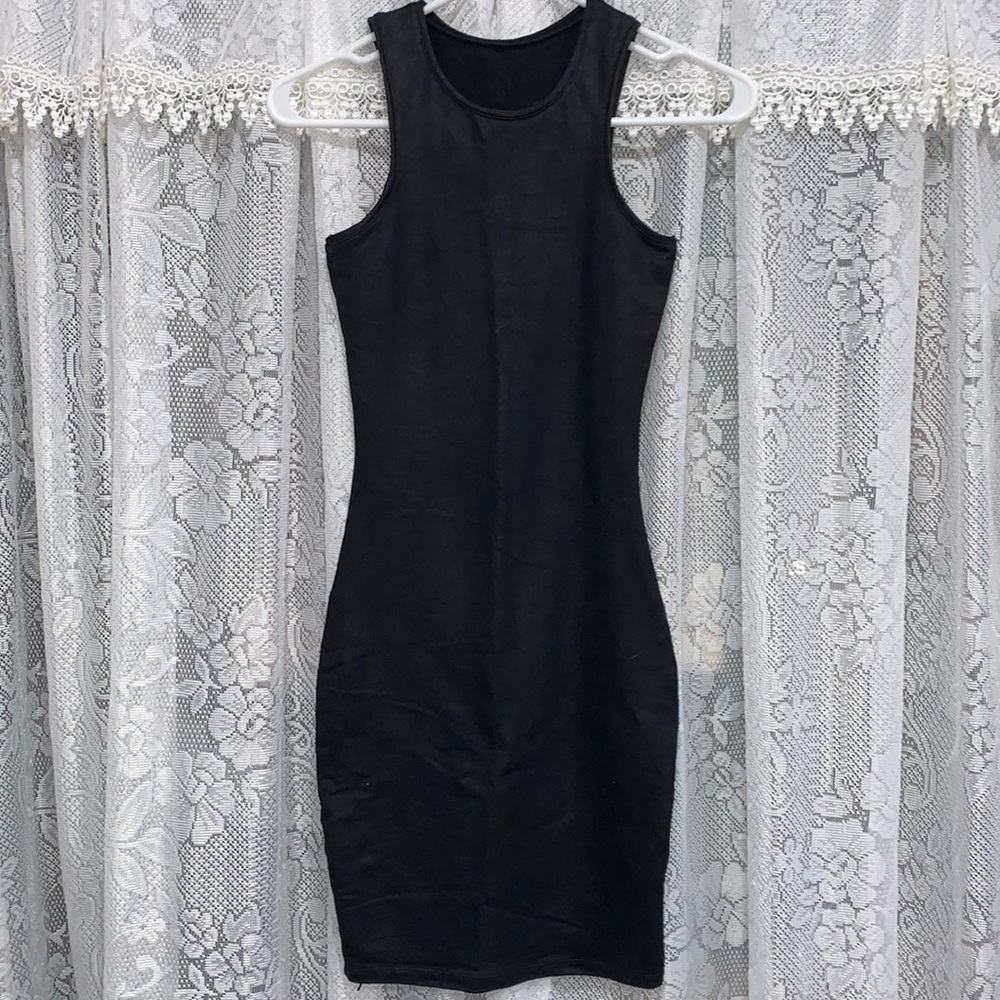 Black Faux Suede Bodycon Dress